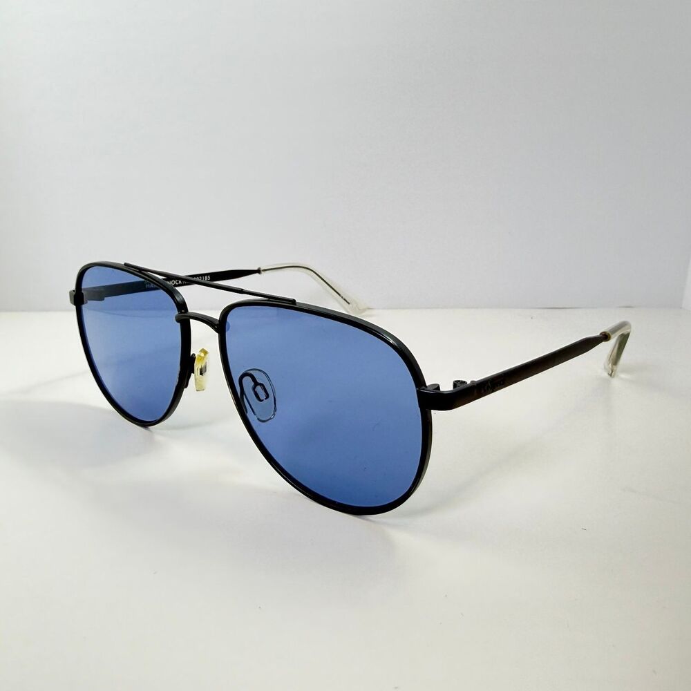 Le Specs HARD KNOCK Sunglasses Men's Matte Black Frames Blue Lens Aviator